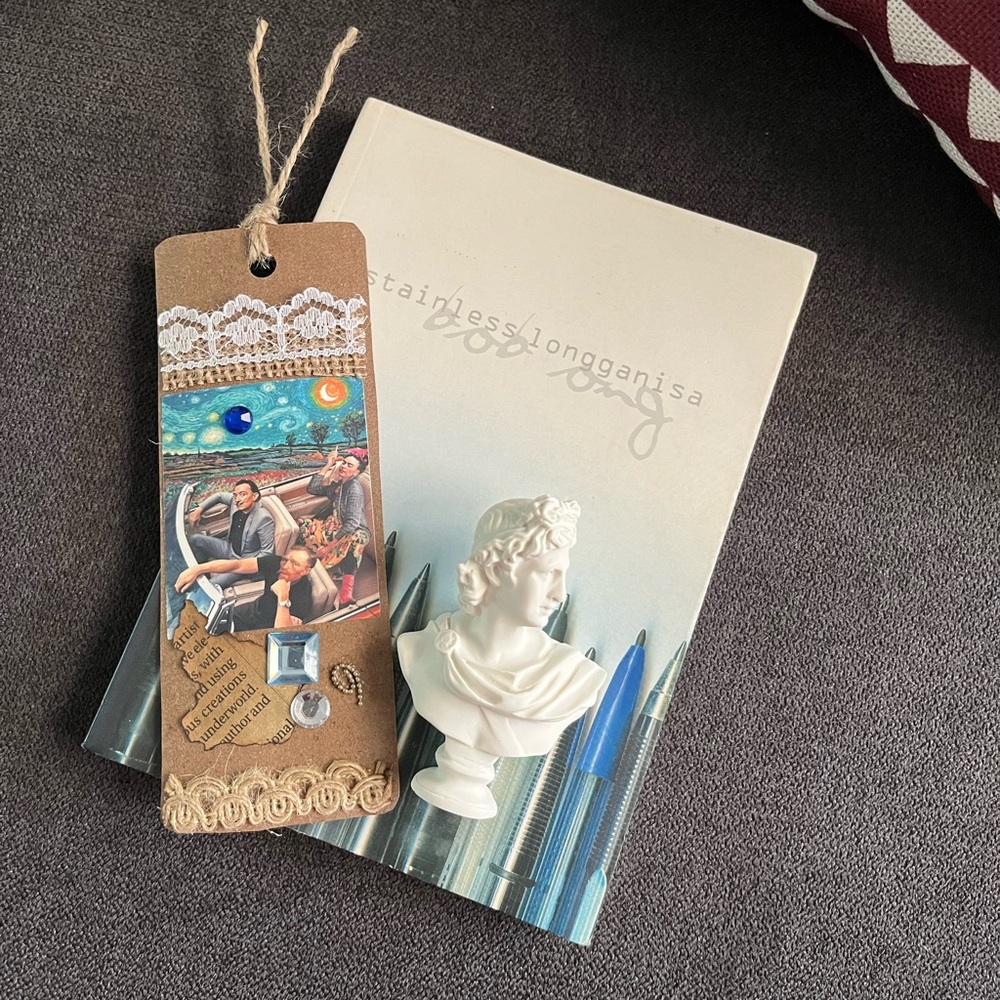 Filipino/Tagalog Book by Bob Ong, Bookmark & Mini Statue